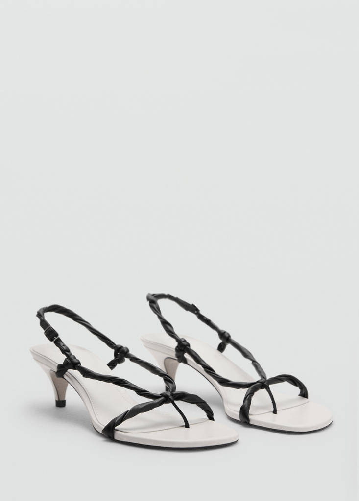 Ruched strips sandals — White