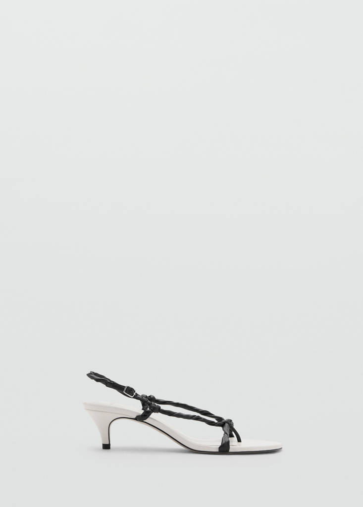 Ruched strips sandals — White