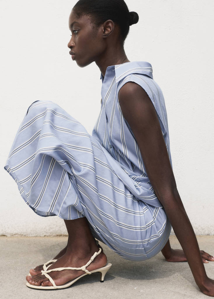 Ruched strips sandals — Ecru