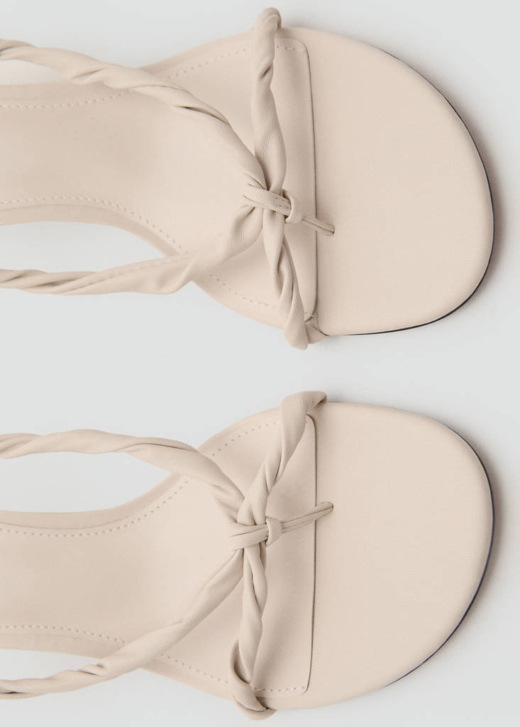 Ruched strips sandals — Ecru