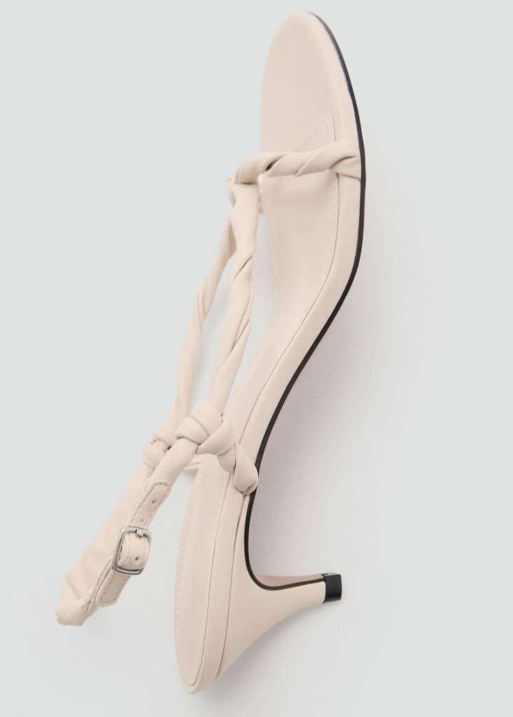 Ruched strips sandals — Ecru