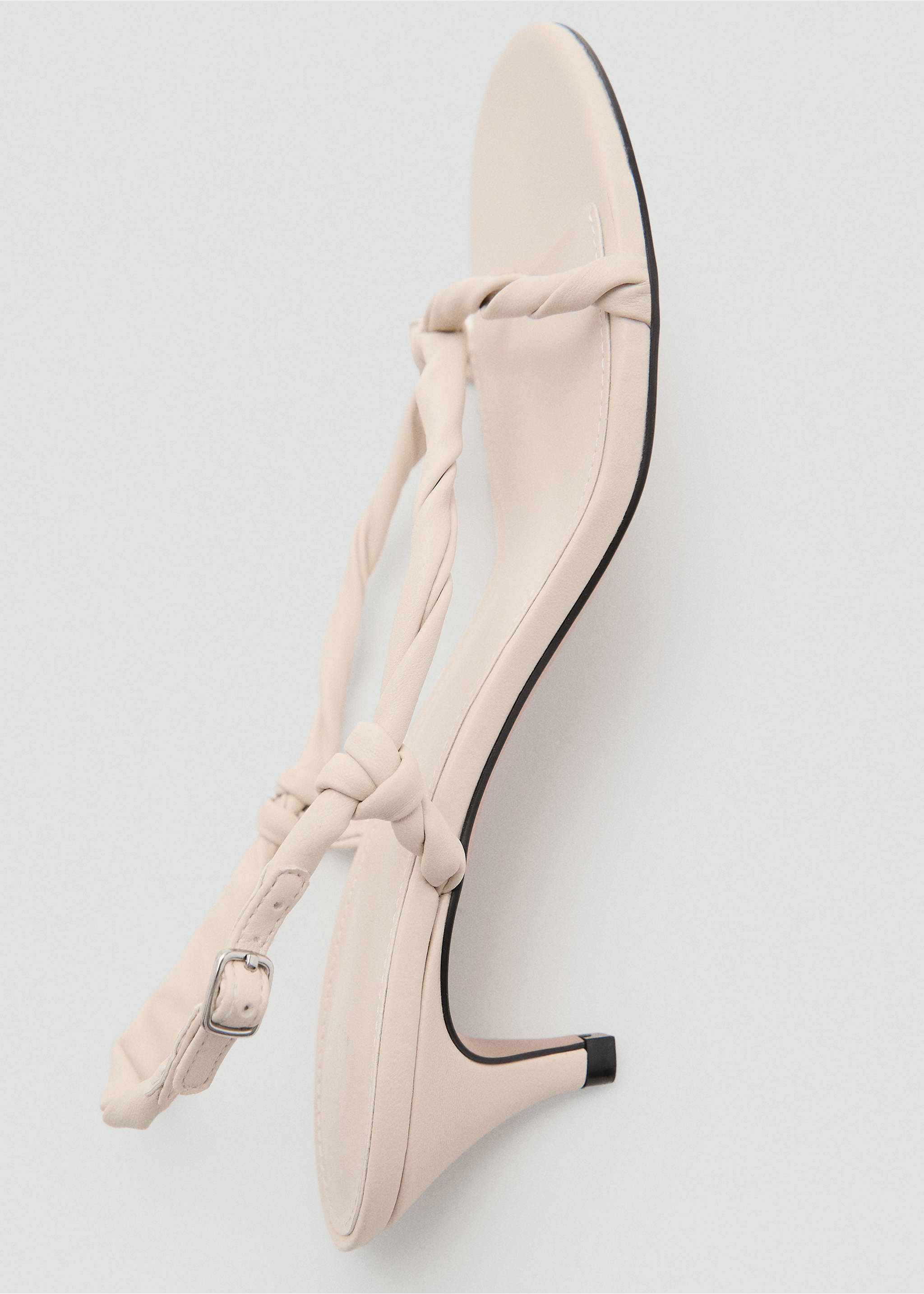 Ruched strips sandals - Details of the article 2, Ecru. Ref: 17011145-00.
