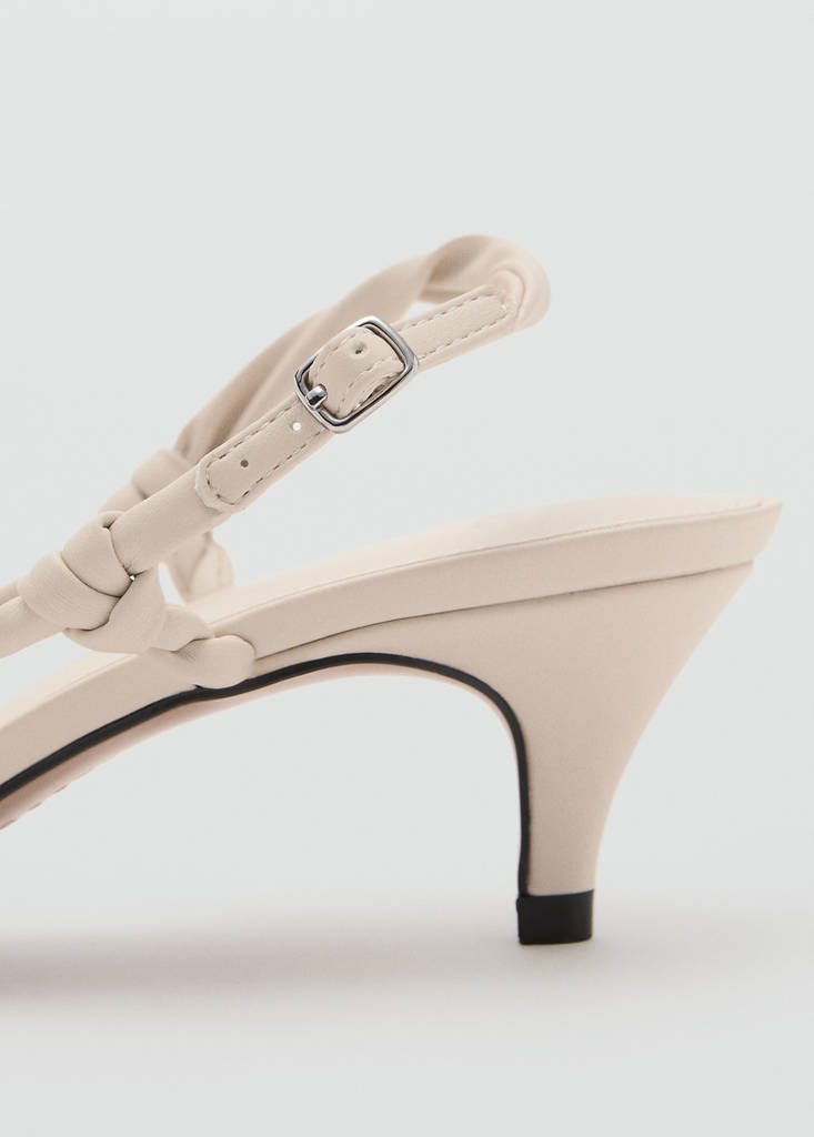 Ruched strips sandals — Ecru