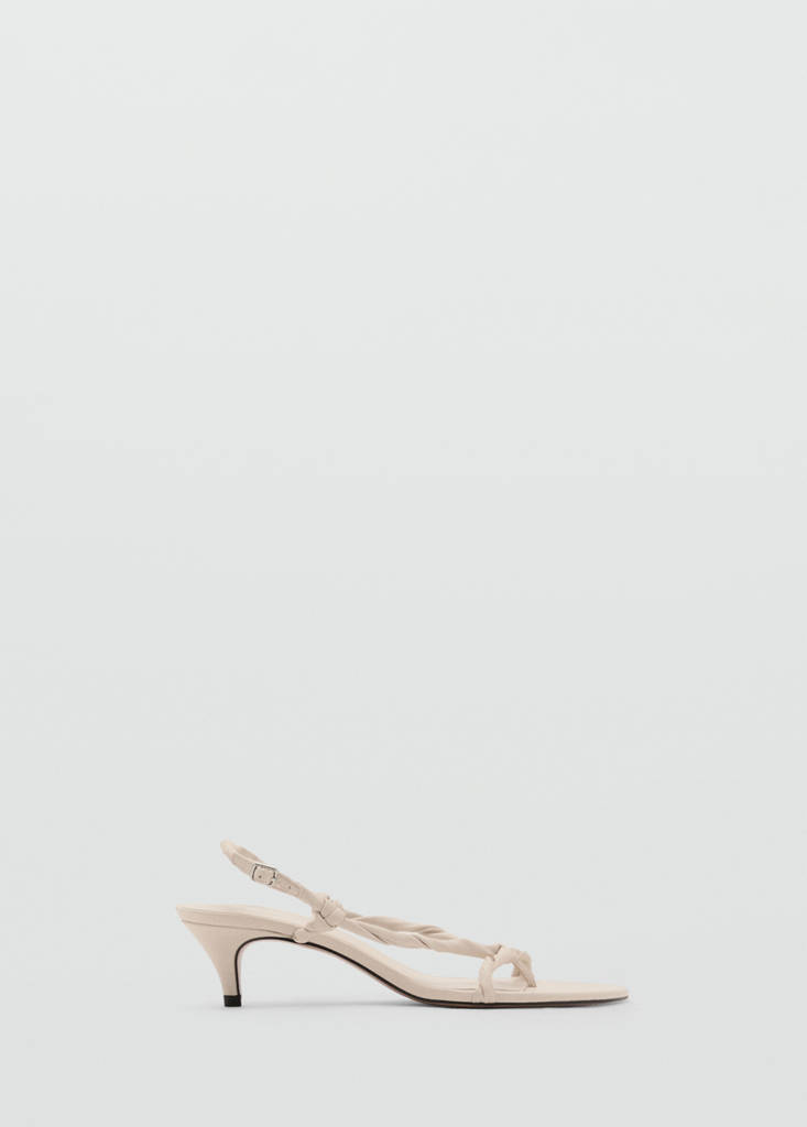 Ruched strips sandals — Ecru