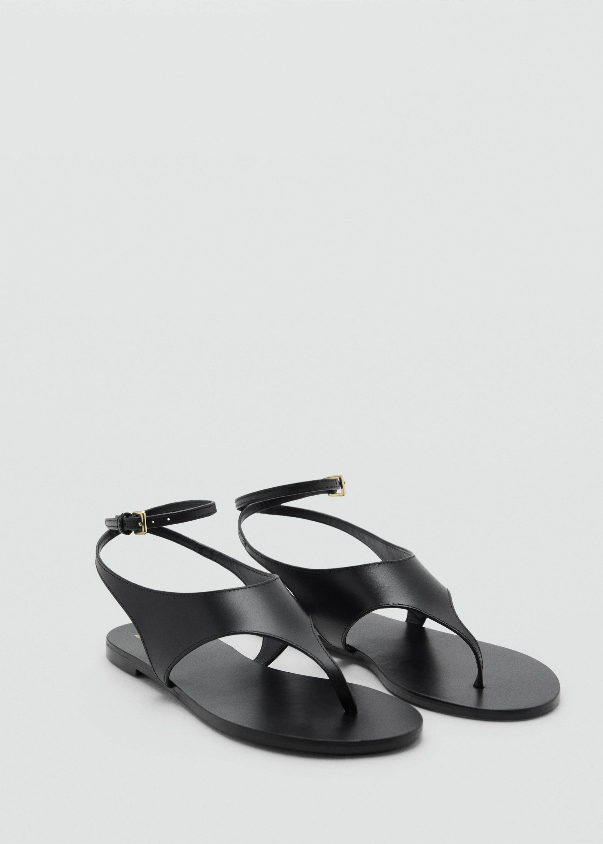 Leather straps sandals - Medium plane, Black. Ref: 17011151-00.