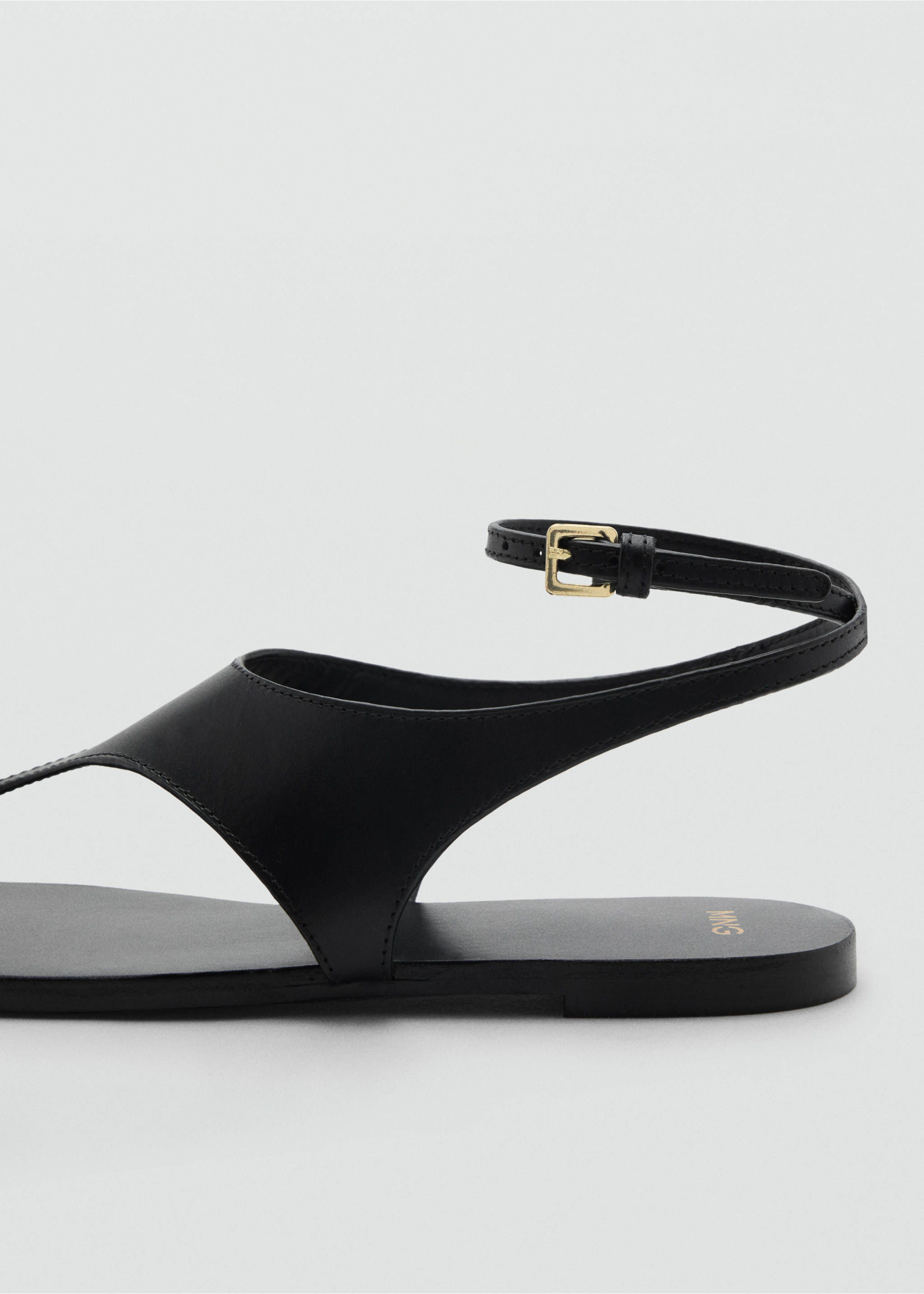 Leather straps sandals - Details of the article 1, Black. Ref: 17011151-00.