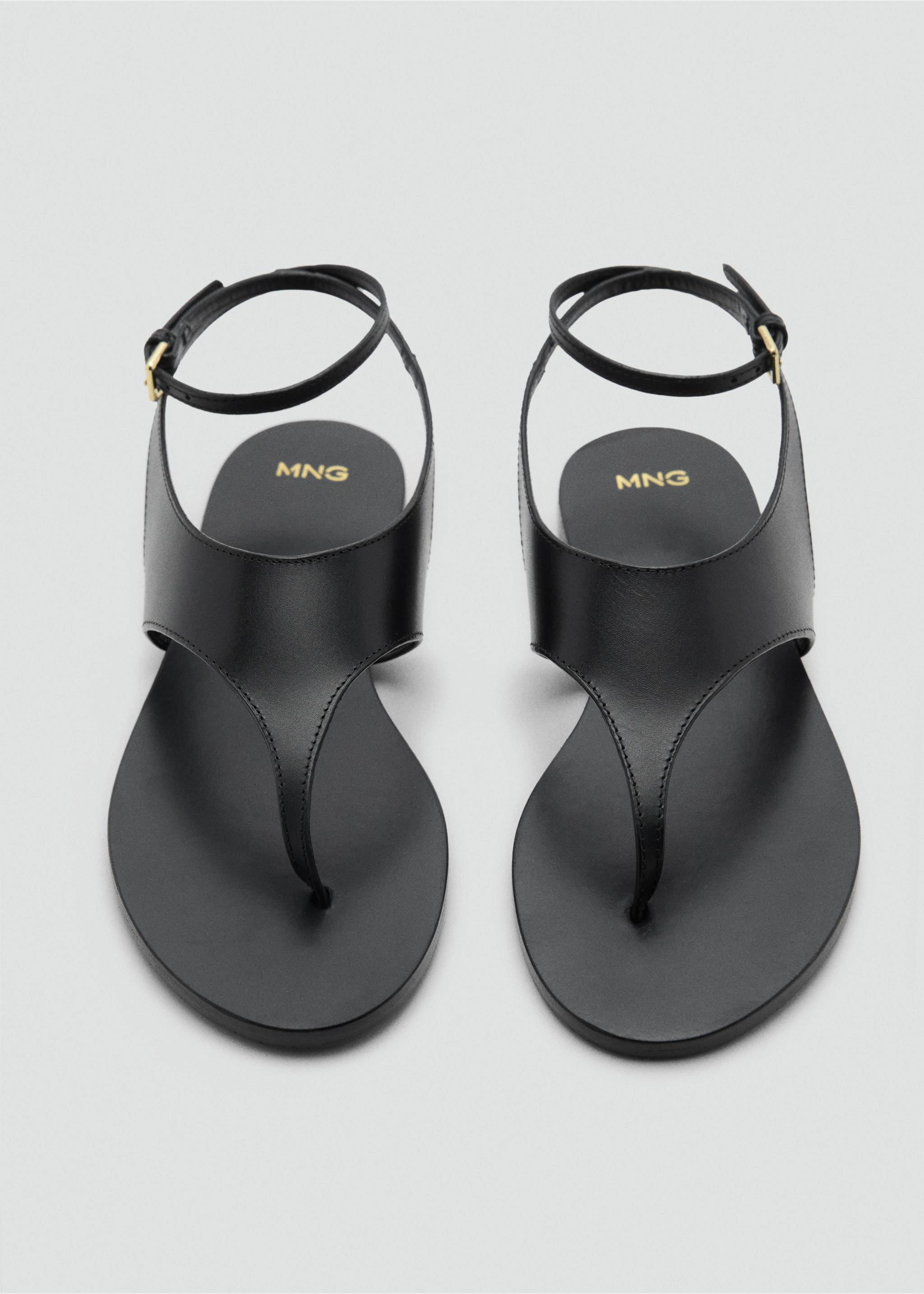 Leather straps sandals - Details of the article 2, Black. Ref: 17011151-00.
