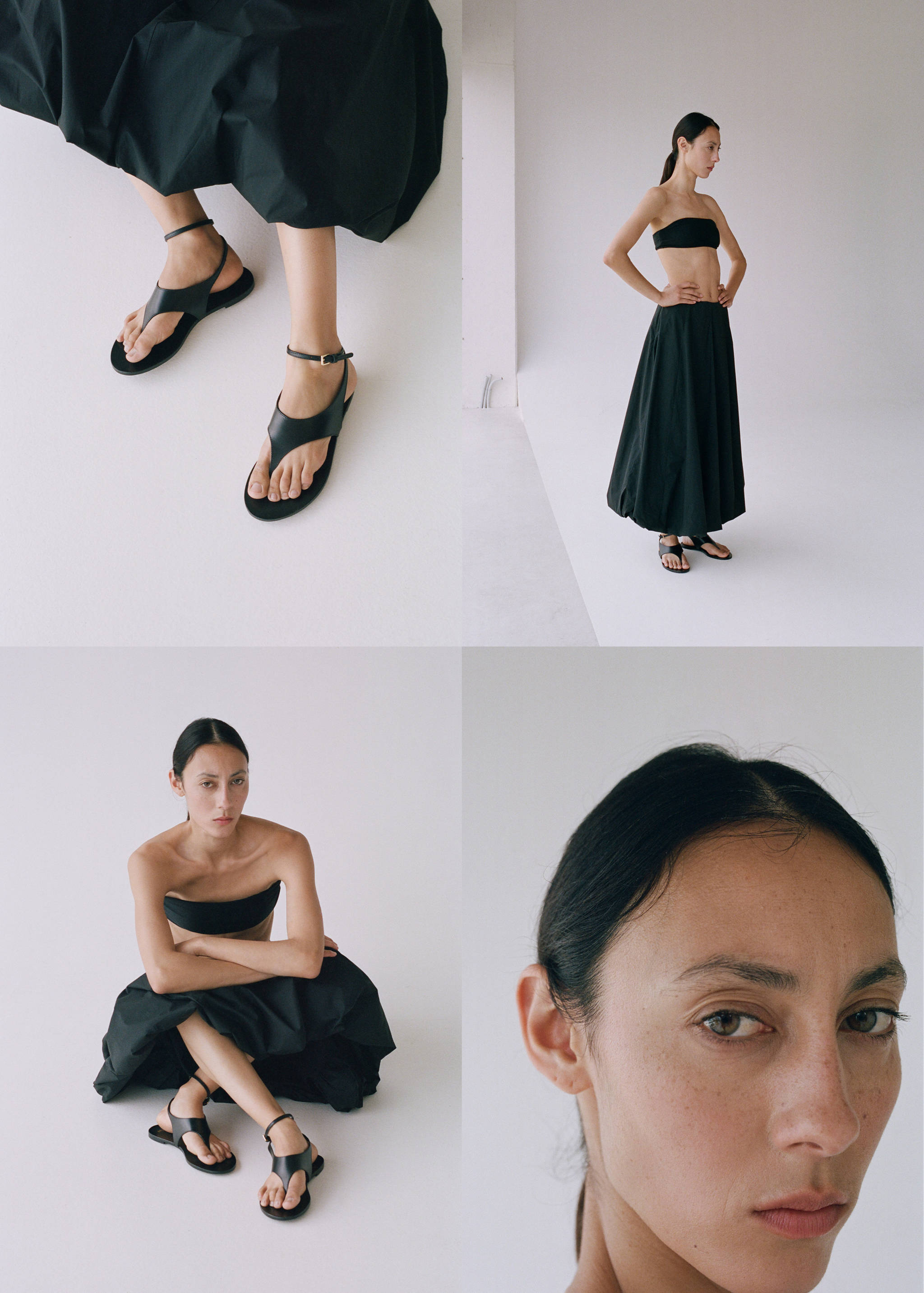 Leather straps sandals - Details of the article 3, Black. Ref: 17011151-00.