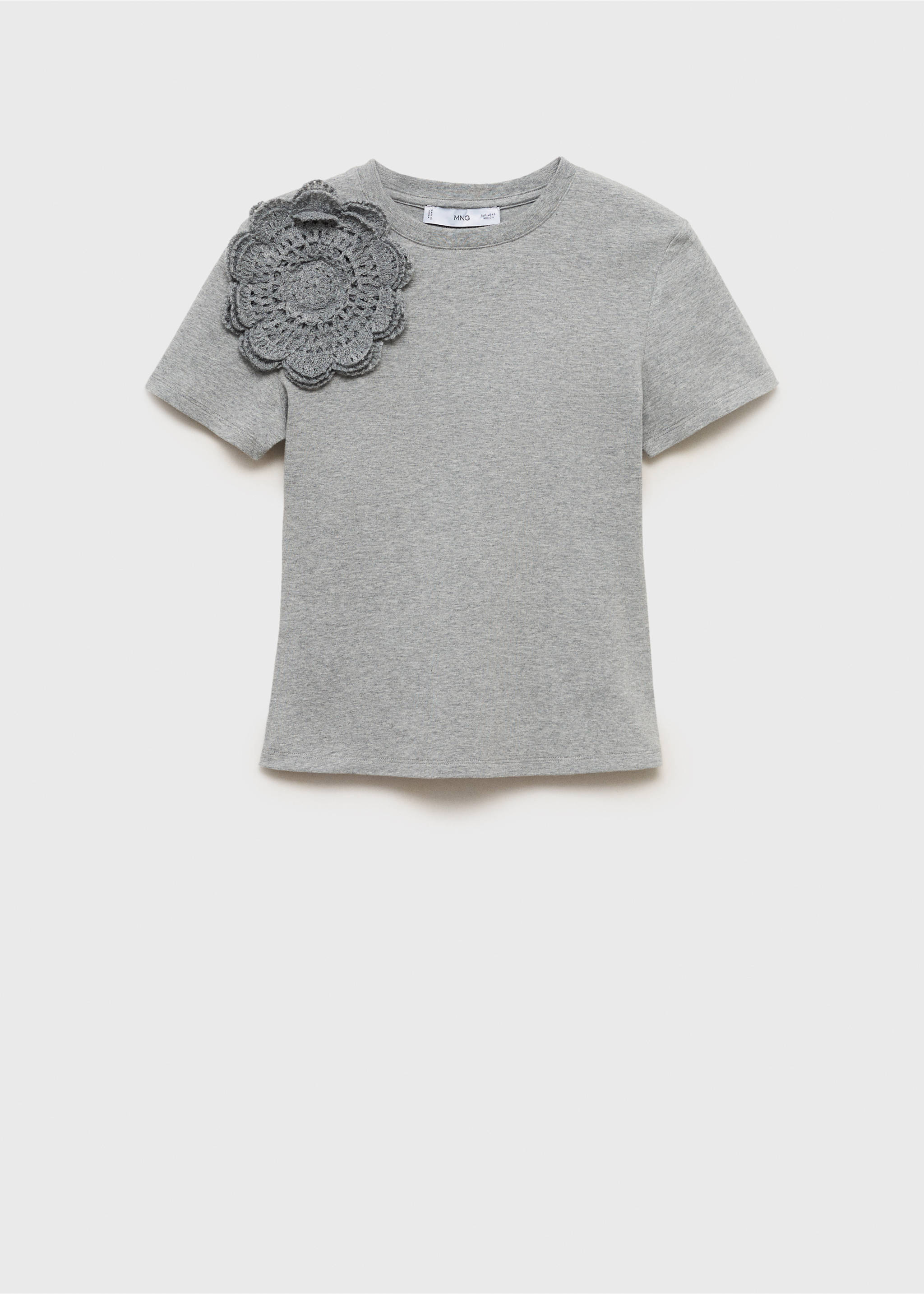 Camiseta algodón flor crochet - Artículo sin modelo, Gris medio vigoré. Ref: 17011152-00.