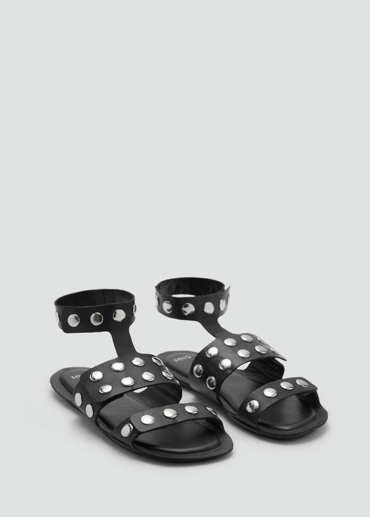 Studded leather sandals — Black