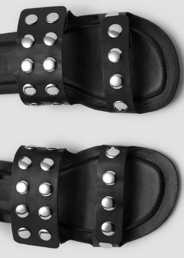 Studded leather sandals — Black