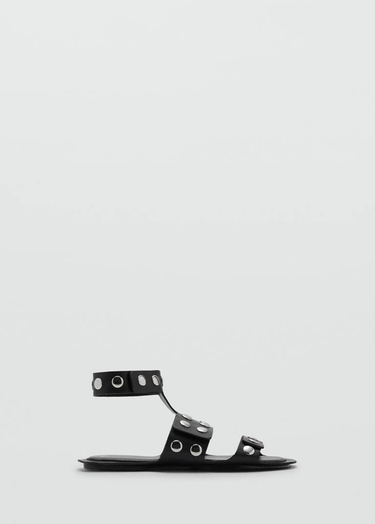 Studded leather sandals — Black