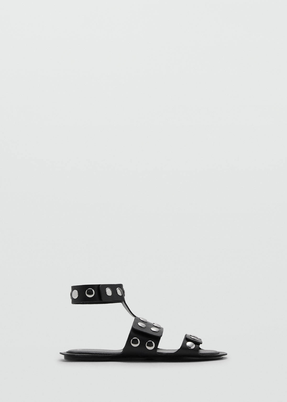 Studded leather sandals — Black