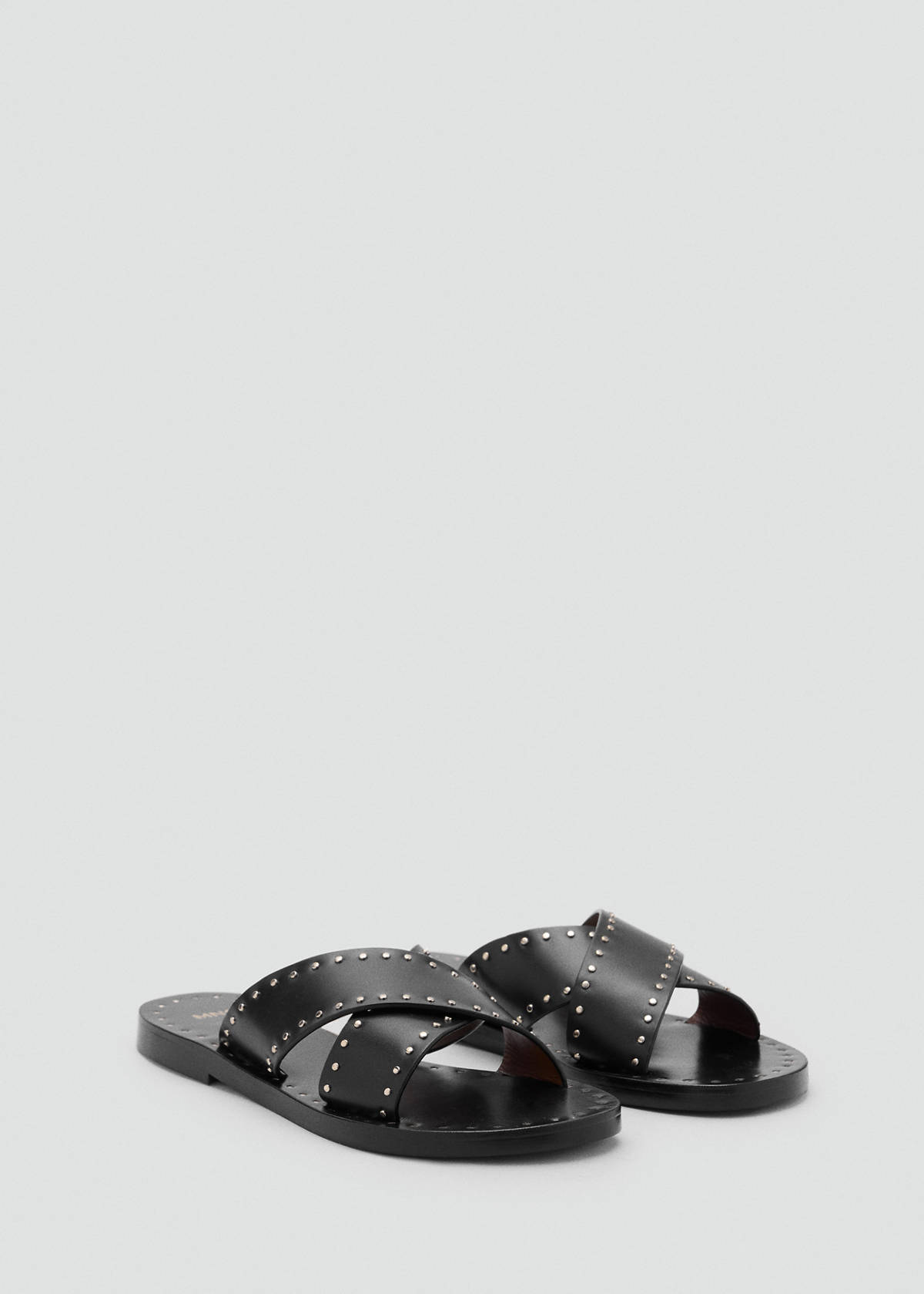 Studded leather sandals — Black