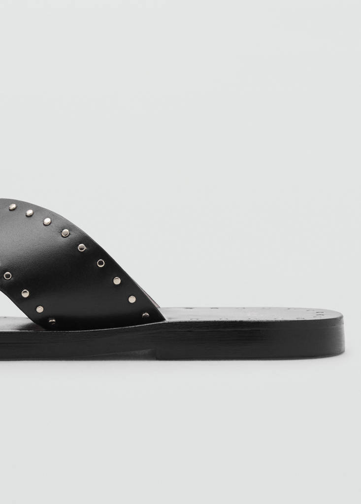 Studded leather sandals — Black