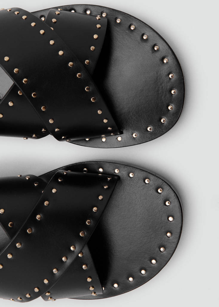 Studded leather sandals — Black