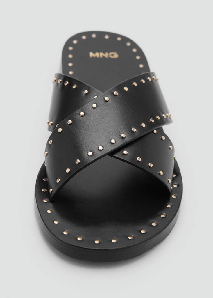 Studded leather sandals — Black