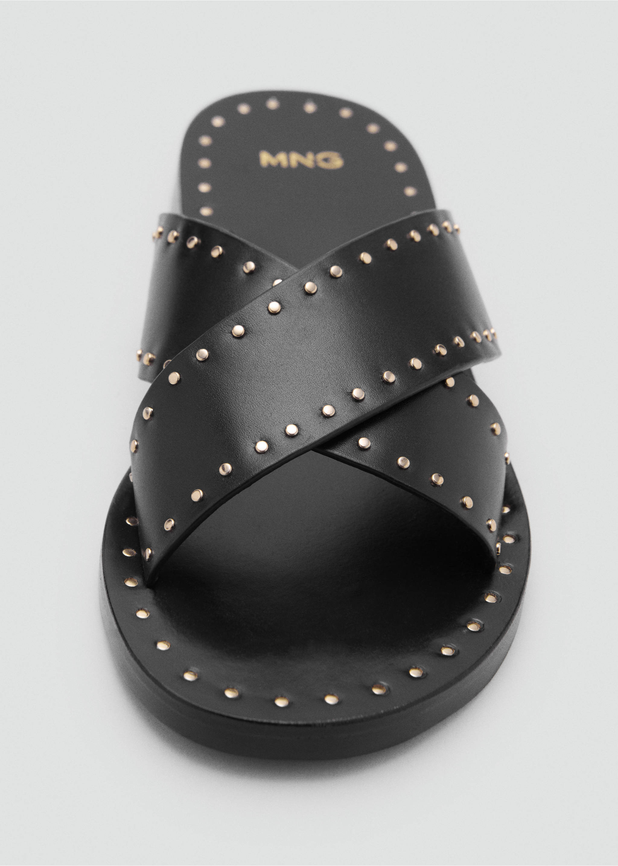 Studded leather sandals - Details of the article 3, Black. Ref: 17011156-00.