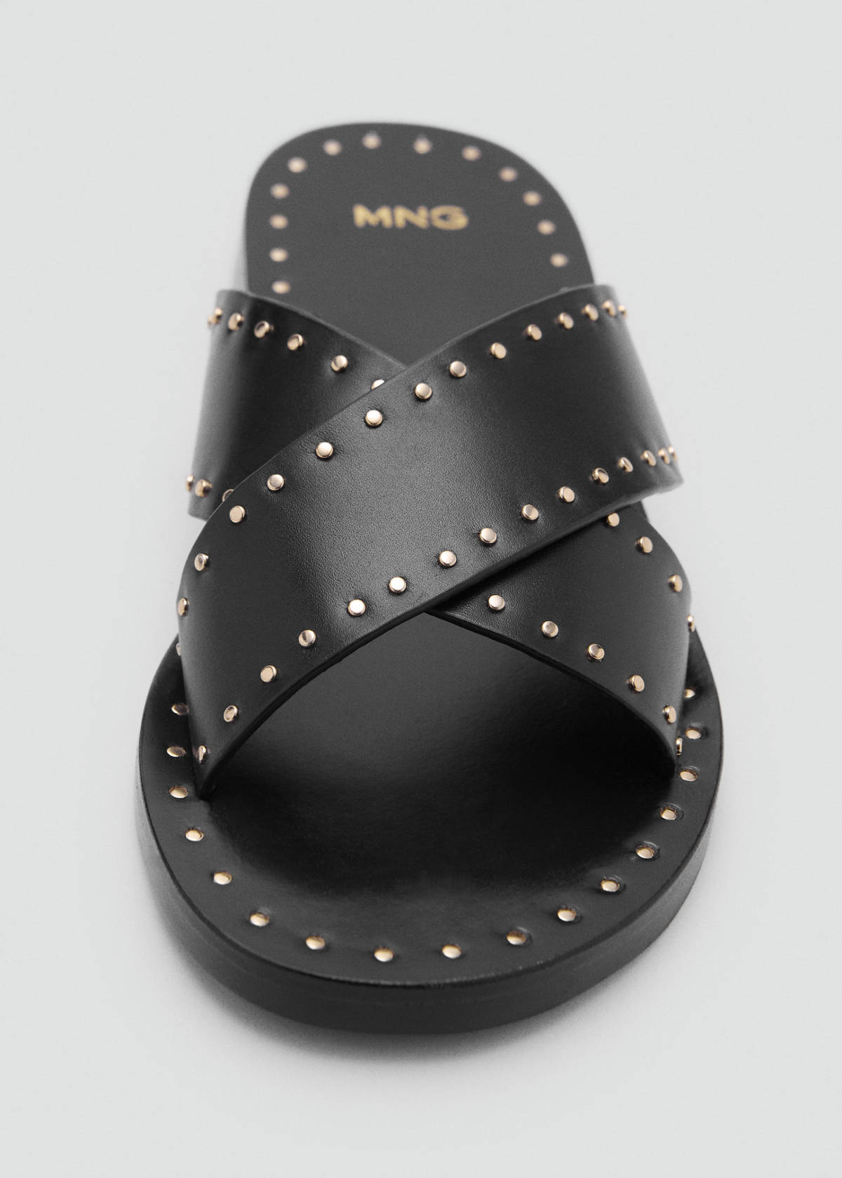 Studded leather sandals — Black