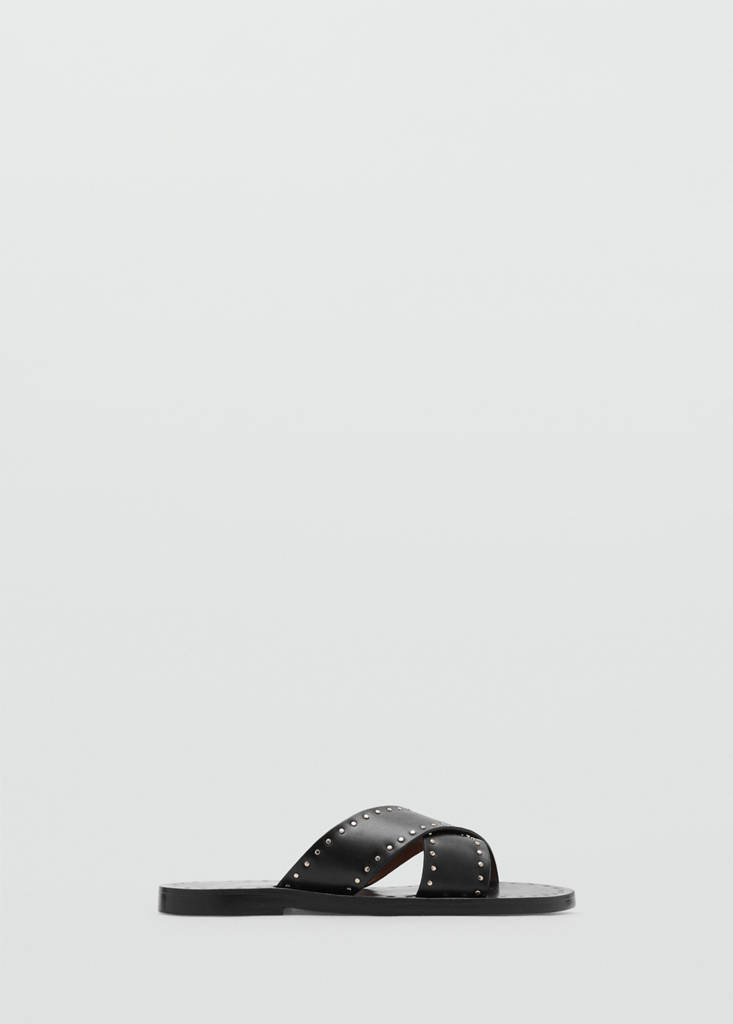 Studded leather sandals — Black