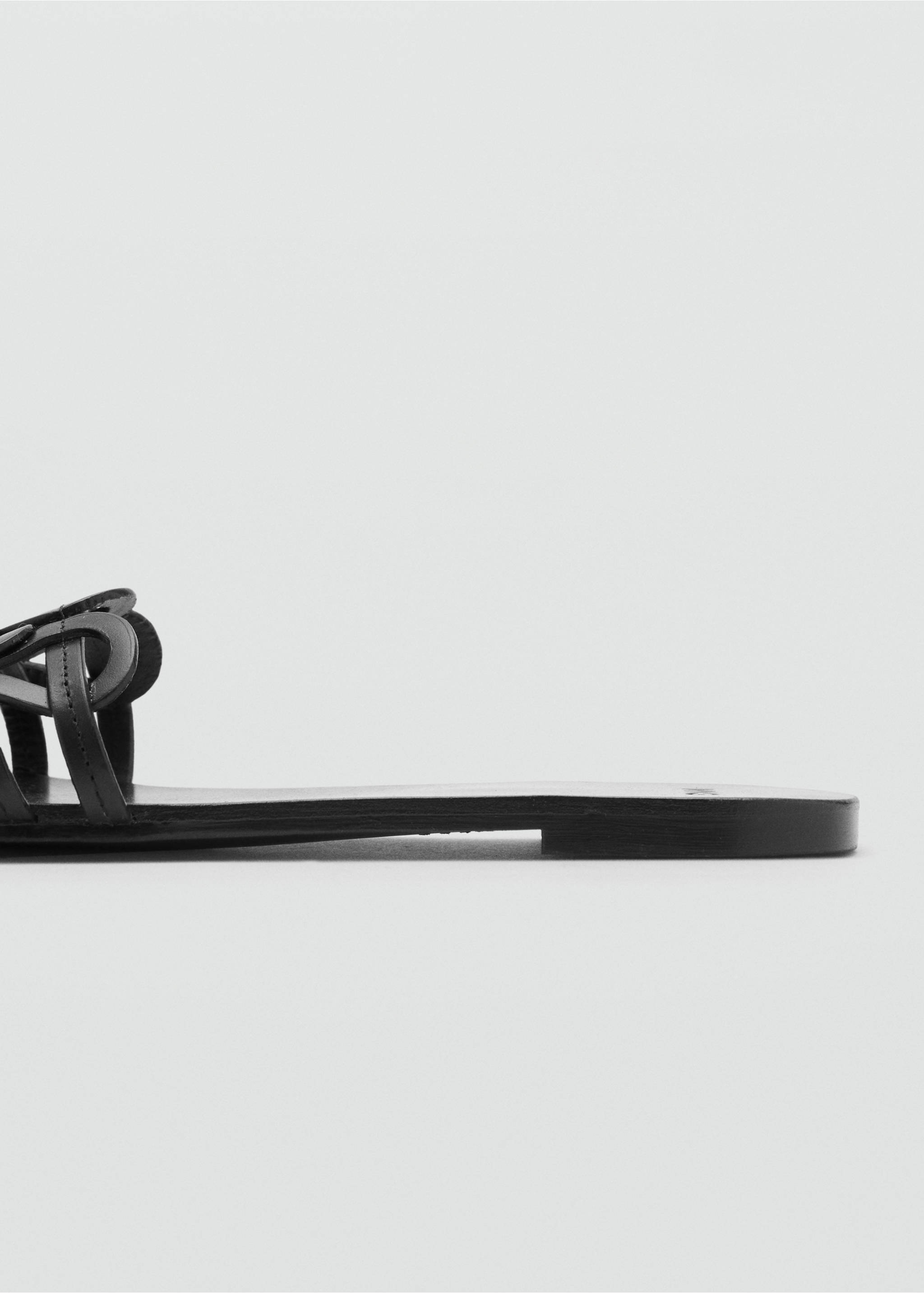 Leather sandals with intertwined strap - Details of the article 1, Black. Ref: 17011157-00.
