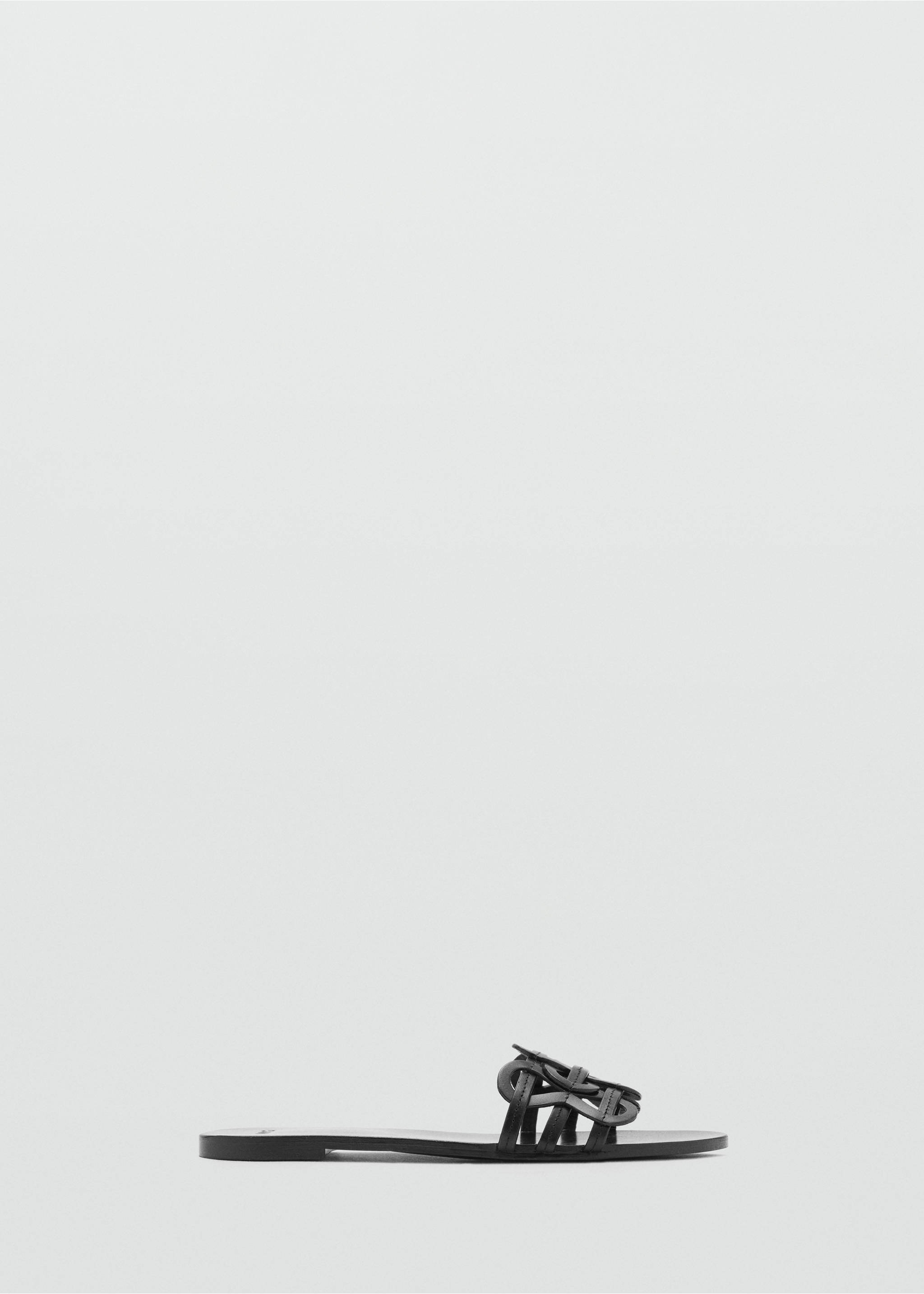 Leather sandals with intertwined strap - Article without model, Black. Ref: 17011157-00.