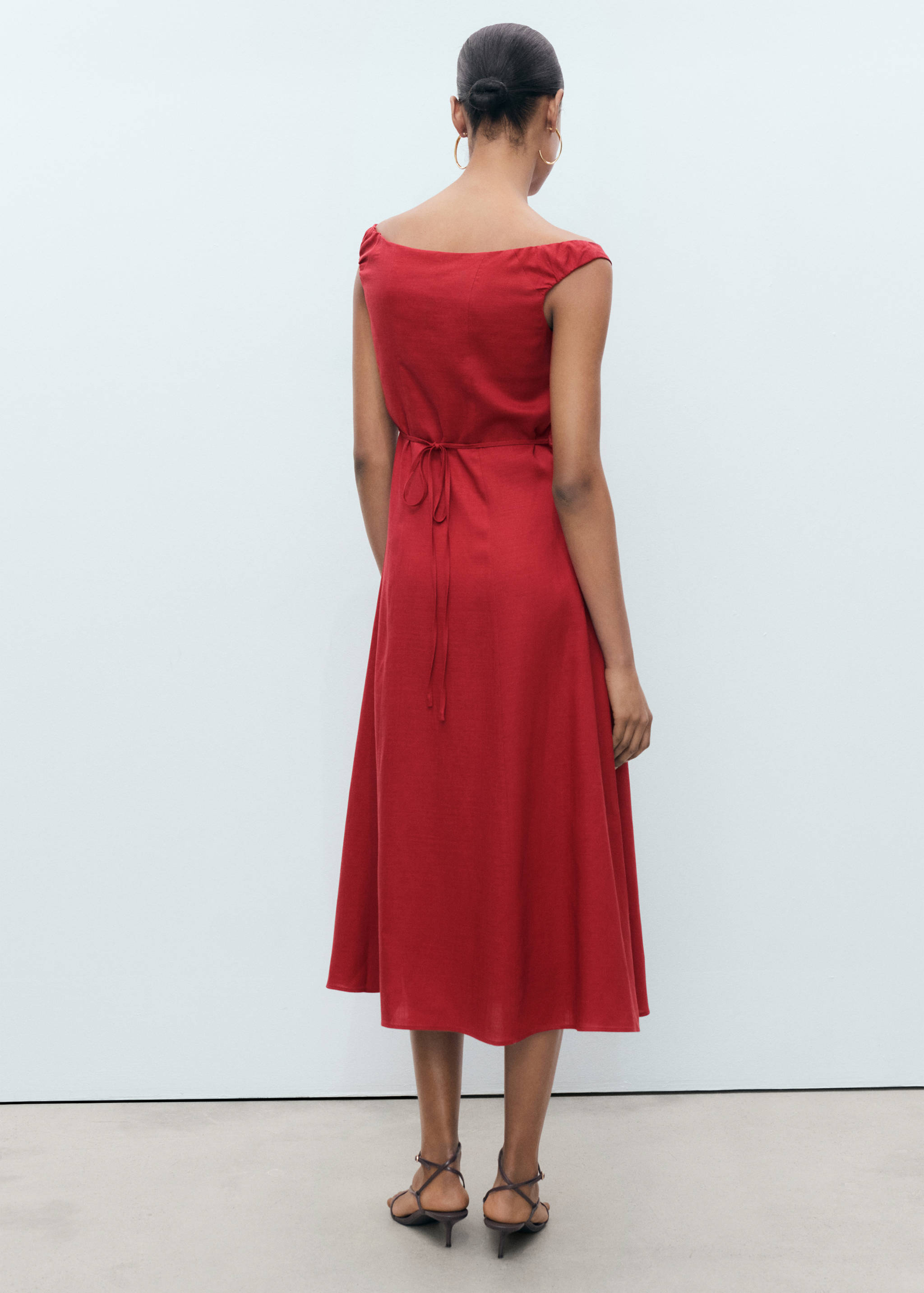 Vestido mezcla lino botones - Reverso del artículo