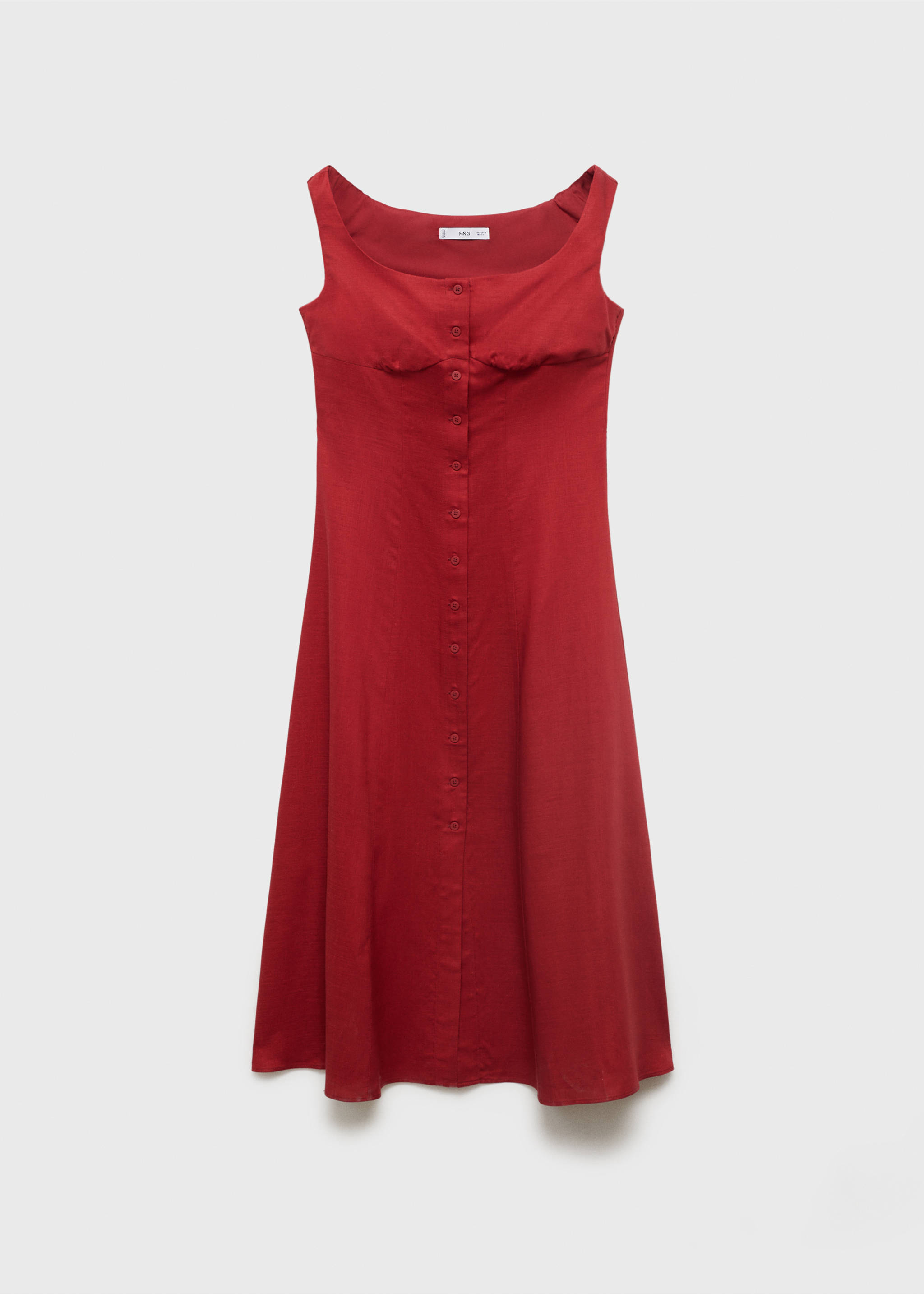 Vestido mezcla lino botones - Artículo sin modelo, Pimentón. Ref: 17011167-00.