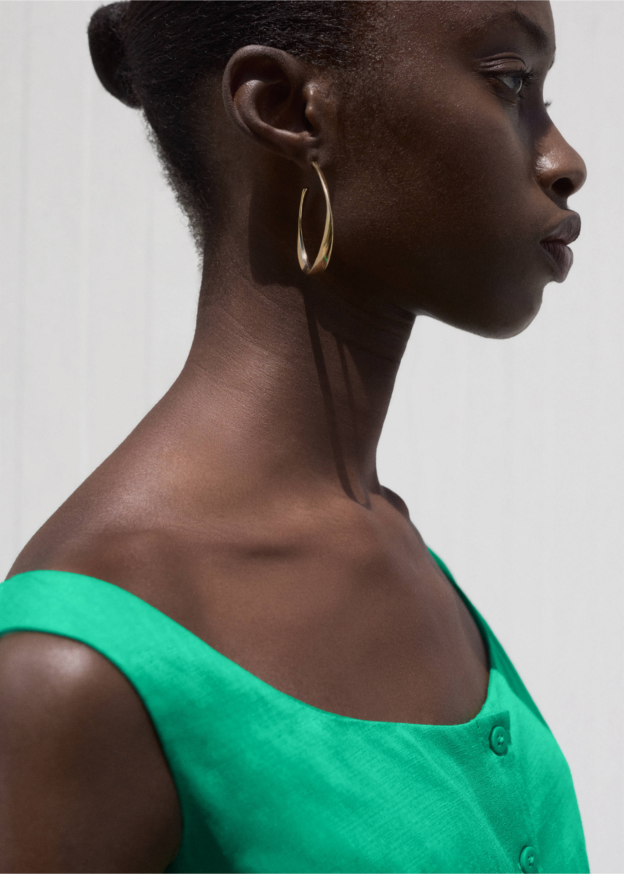 Платье из смесового льна с пуговицами - Деталь изделия 1, Зеленый. Ref: 17011167-00.