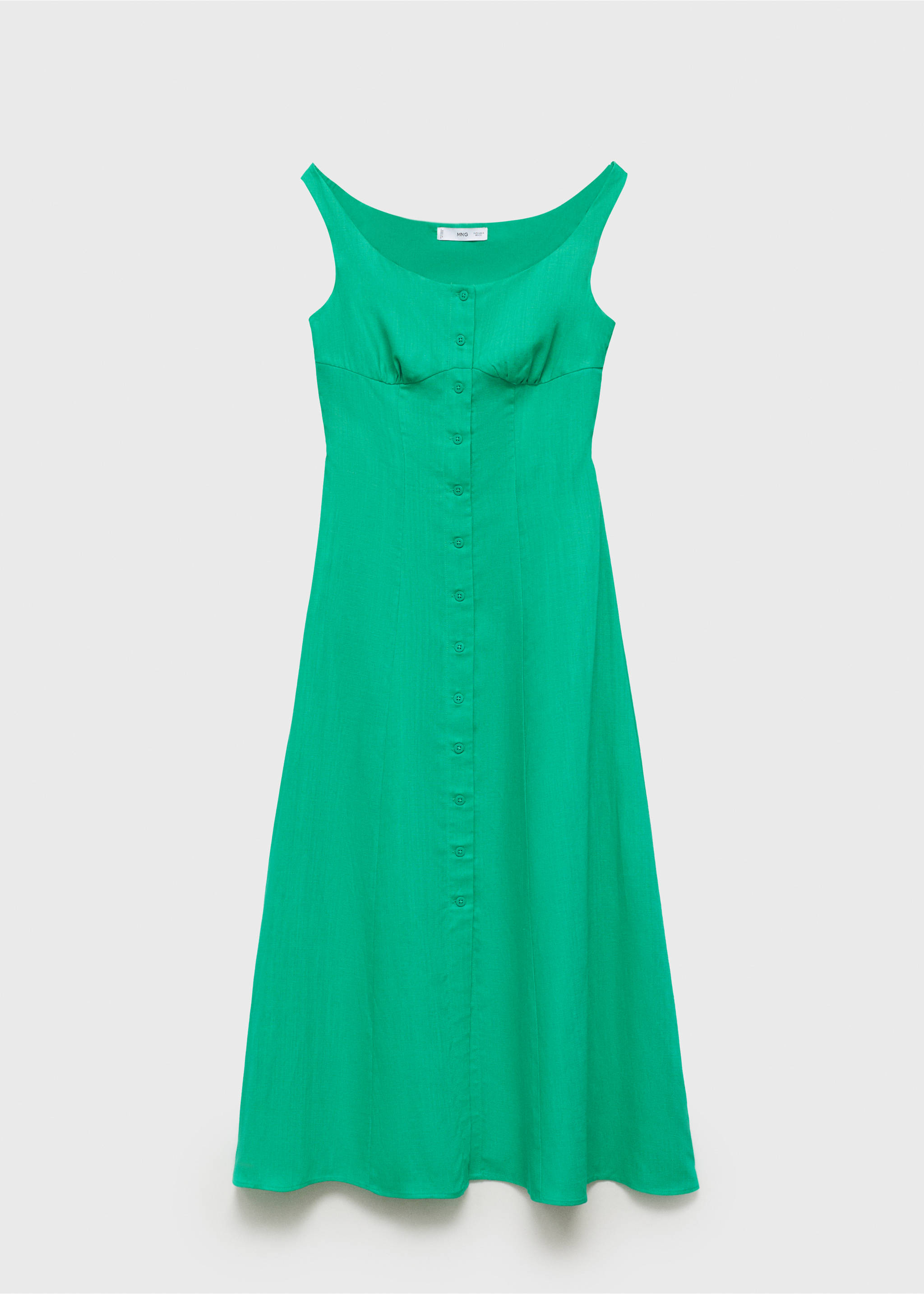 Vestido mezcla lino botones - Artículo sin modelo, Verde. Ref: 17011167-00.