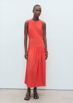 Long dress with gathered hem — Intense Red 2