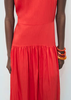 Long dress with gathered hem — Intense Red 4