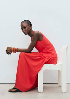 Long dress with gathered hem — Intense Red 5