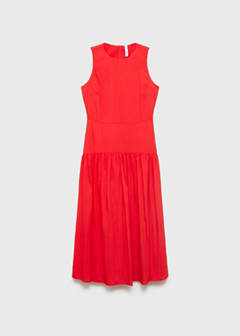 Long dress with gathered hem — Intense Red 6