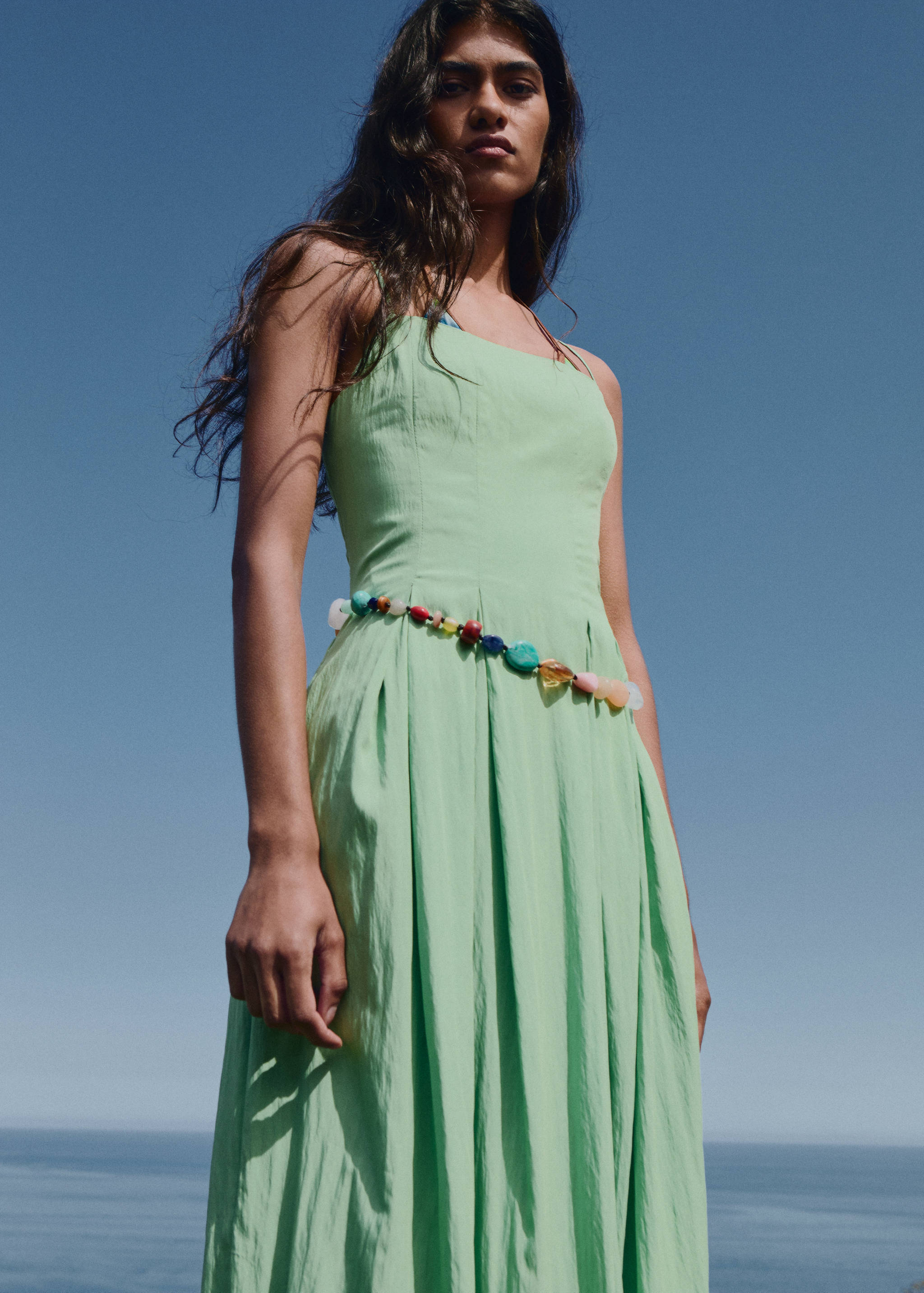 Midi-dress with pleats - Medium plane