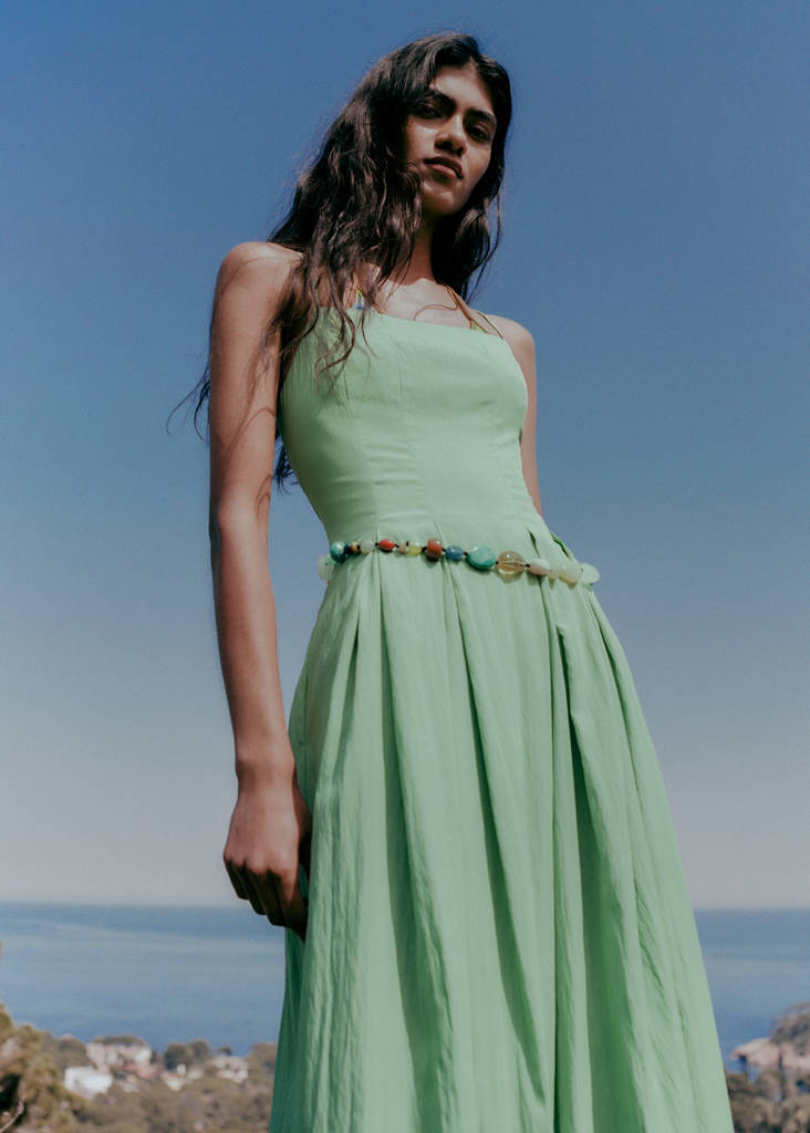 Midi-dress with pleats — Mint Green