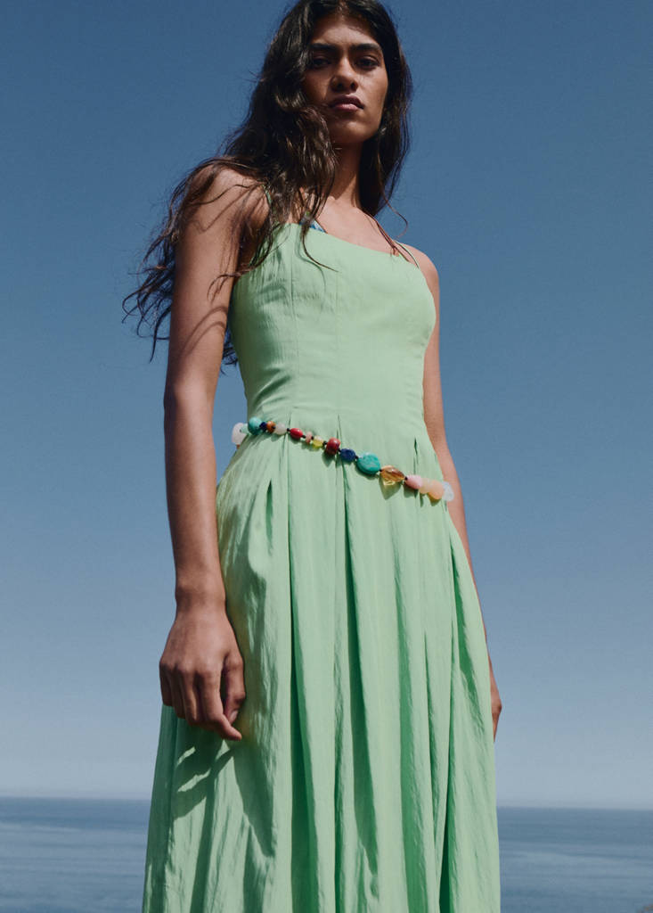 Midi-dress with pleats — Mint Green