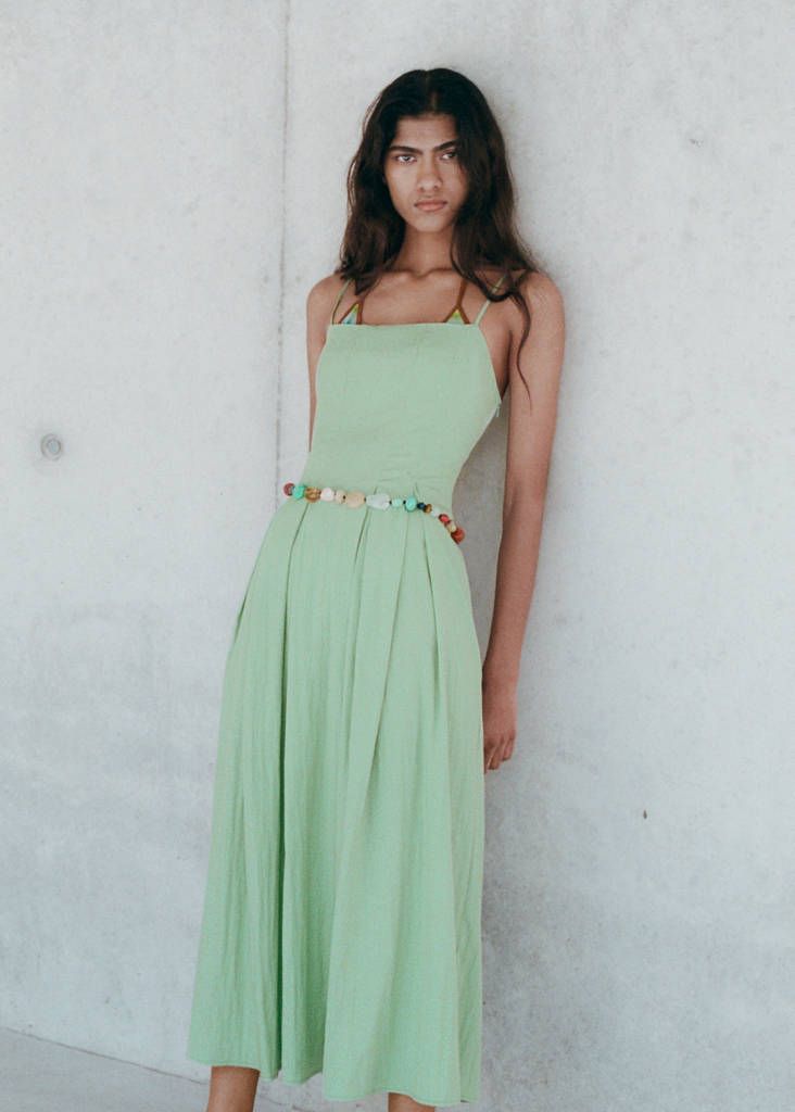 Midi-dress with pleats — Mint Green