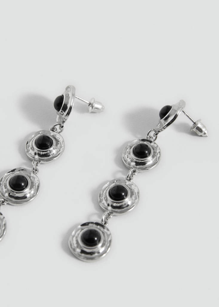 Stone hanging earrings — Silver