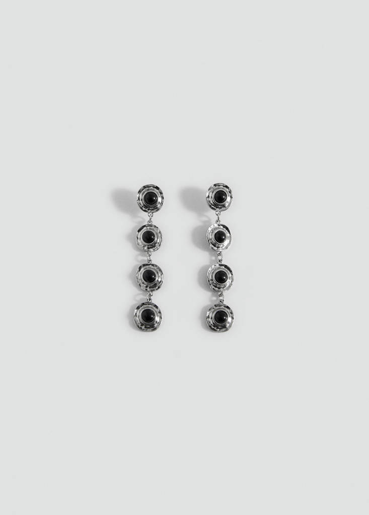 Stone hanging earrings — Silver