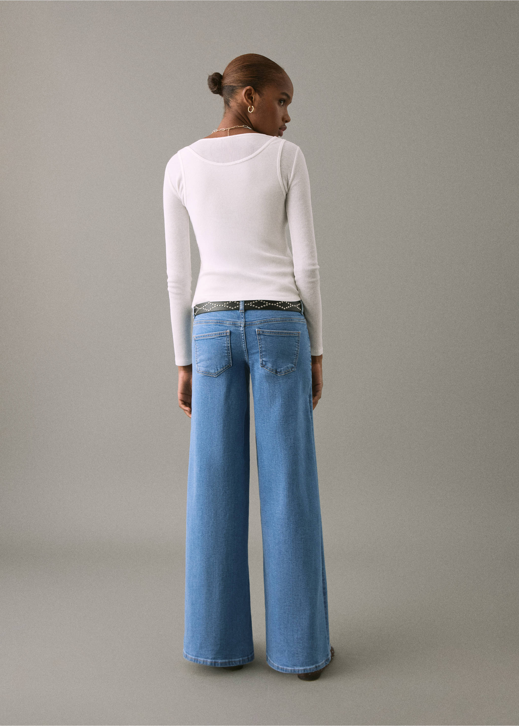 Jeans low waist wideleg - Reverso del artículo, Azul claro. Ref: 17011195-00.