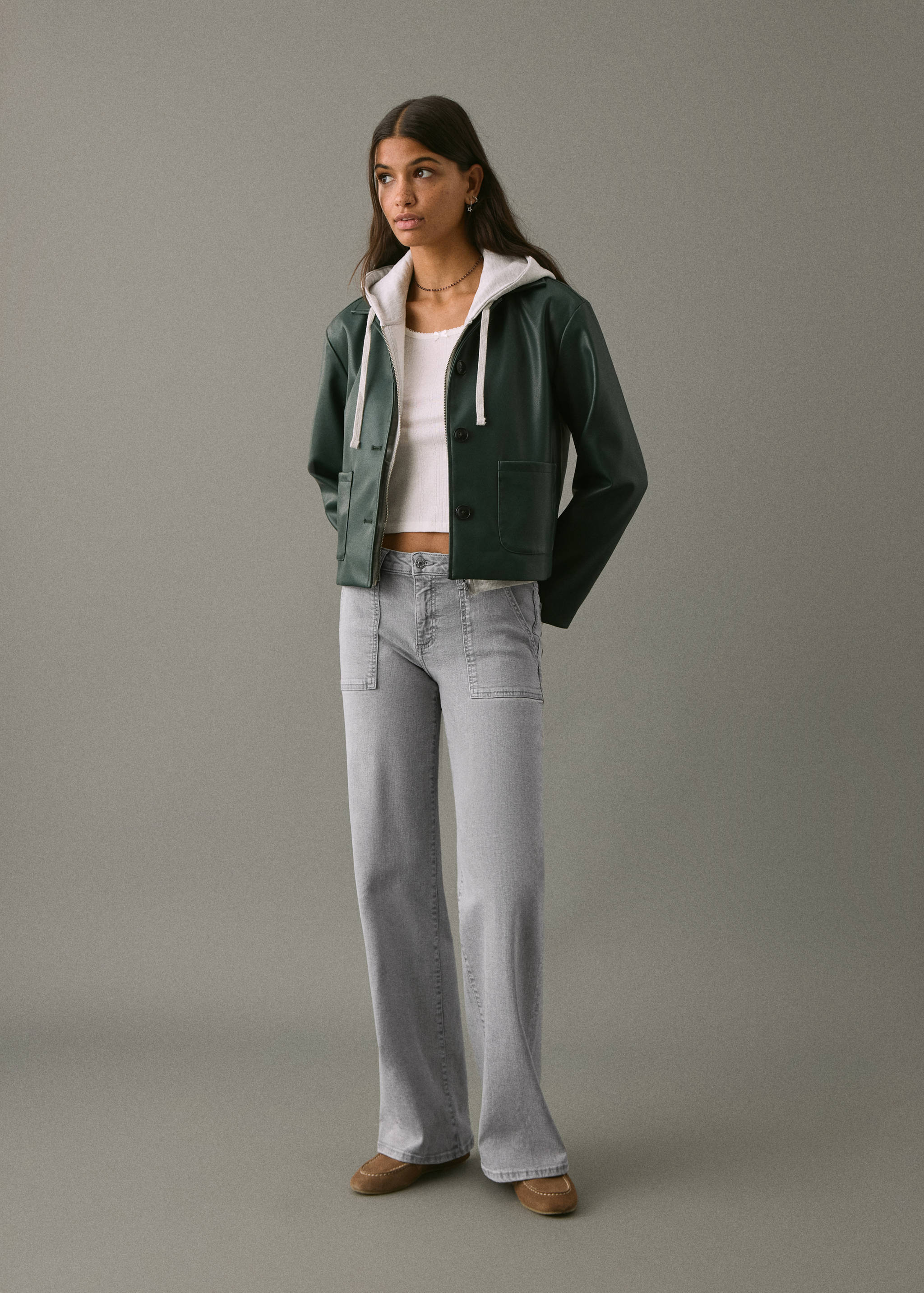 Straight-leg jeans with star embroidery - General plane