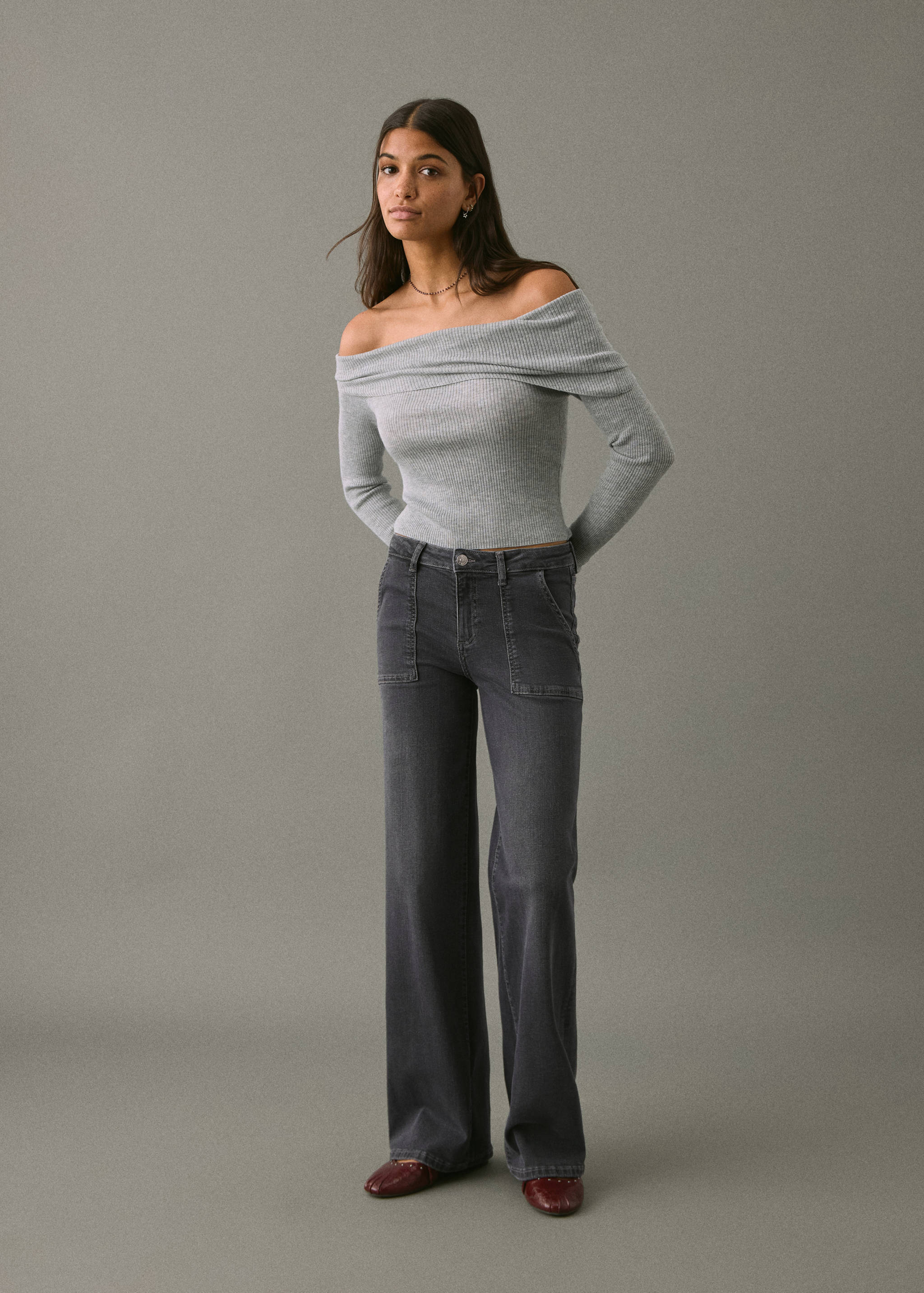 Jeans culotte bordado estrellas - Plano general