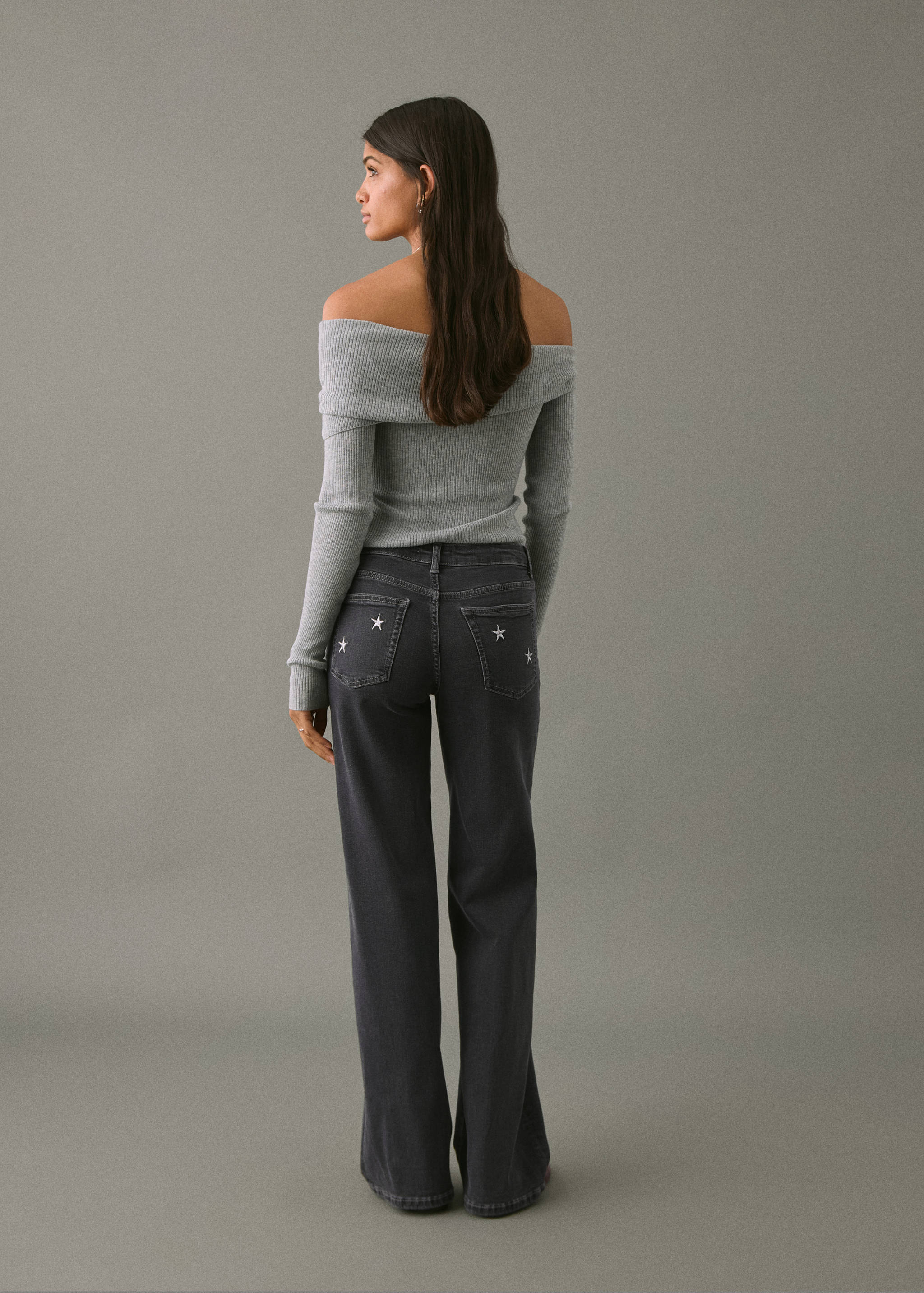 Jeans culotte bordado estrellas - Reverso del artículo