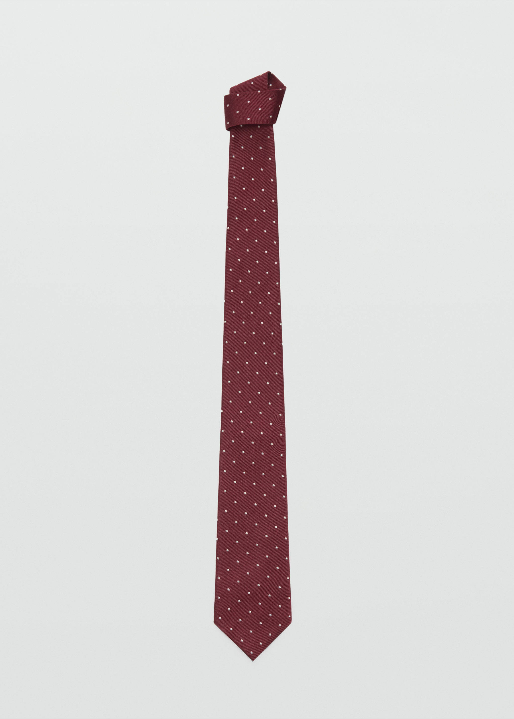 ربطة عنق حرير بنقشة منقطة - منتج دون نموذج, عنابي. Ref: 17011215-00.