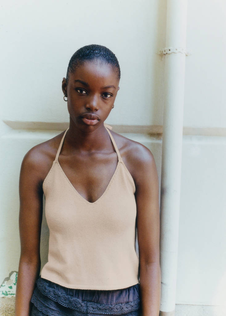 Knit halter top — Gold
