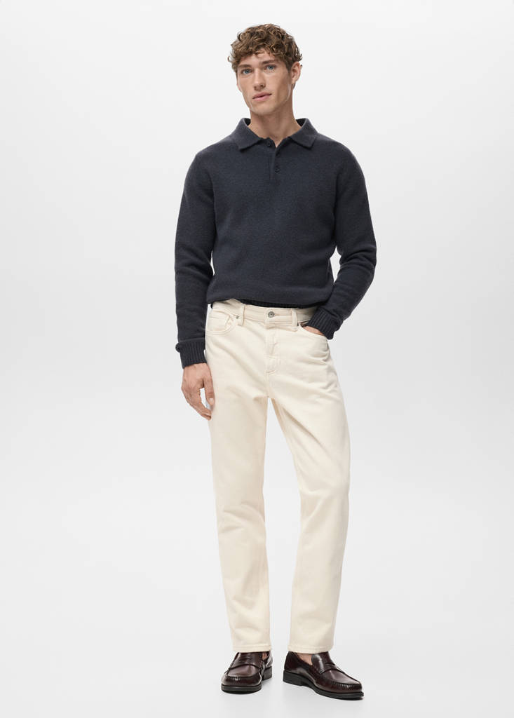 MANGO MAN - Jean Ben cropped tapered-fit écru - 40