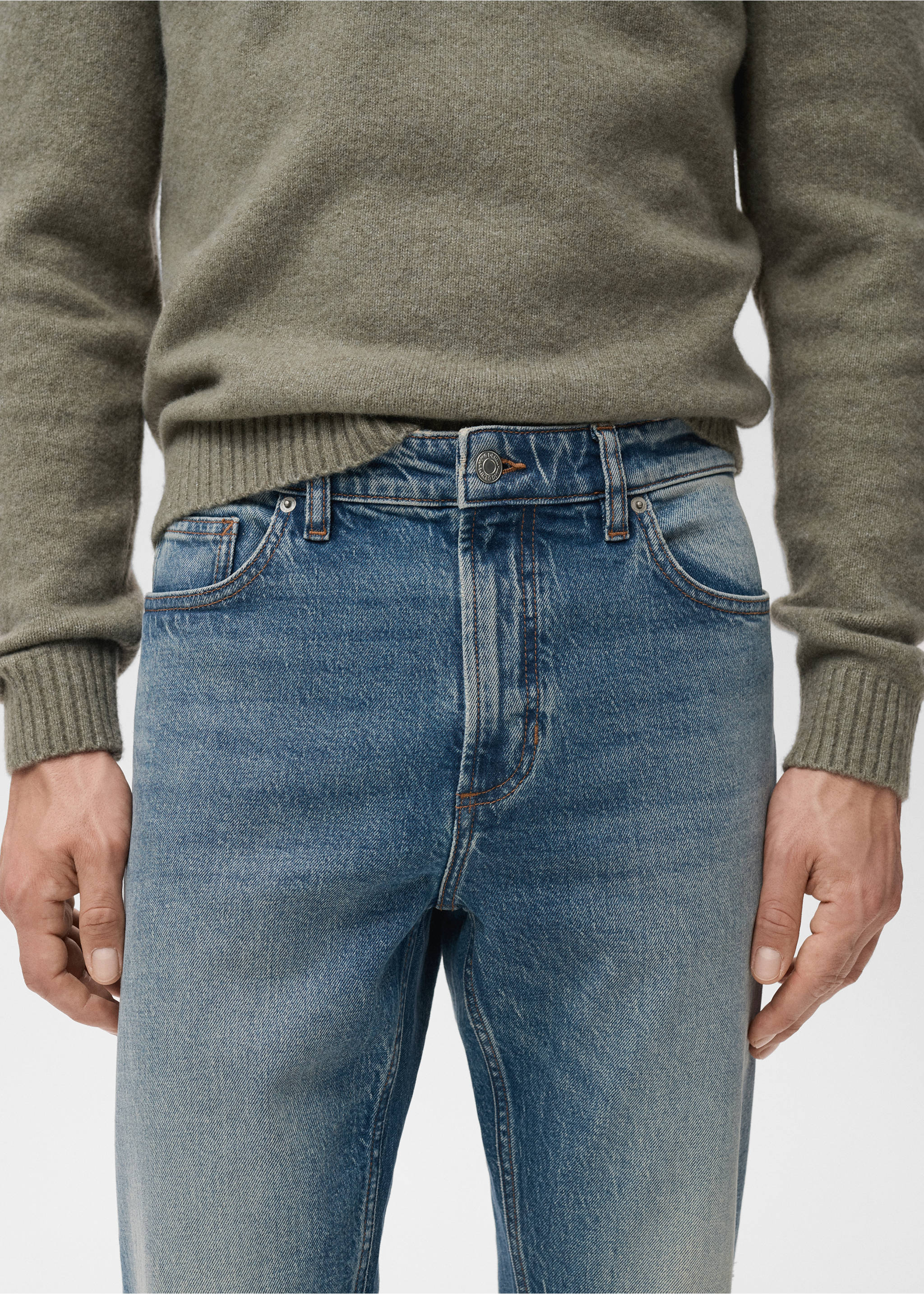 Джинсы Ben cropped tapered fit - Деталь изделия 1, Средний синий винтаж. Ref: 17011225-00.