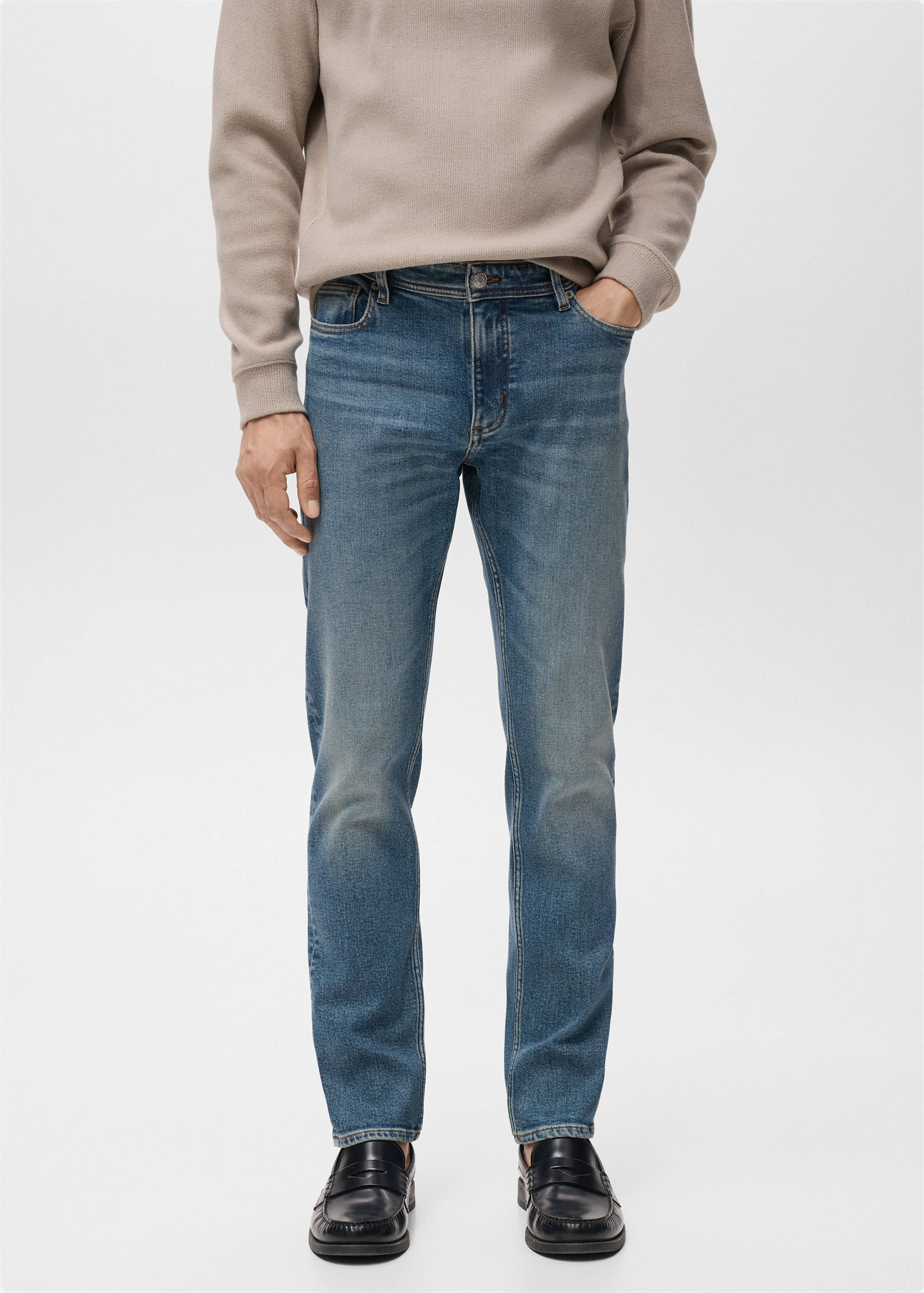 Jan slim-fit faded medium-wash Jeans - Medium plane
