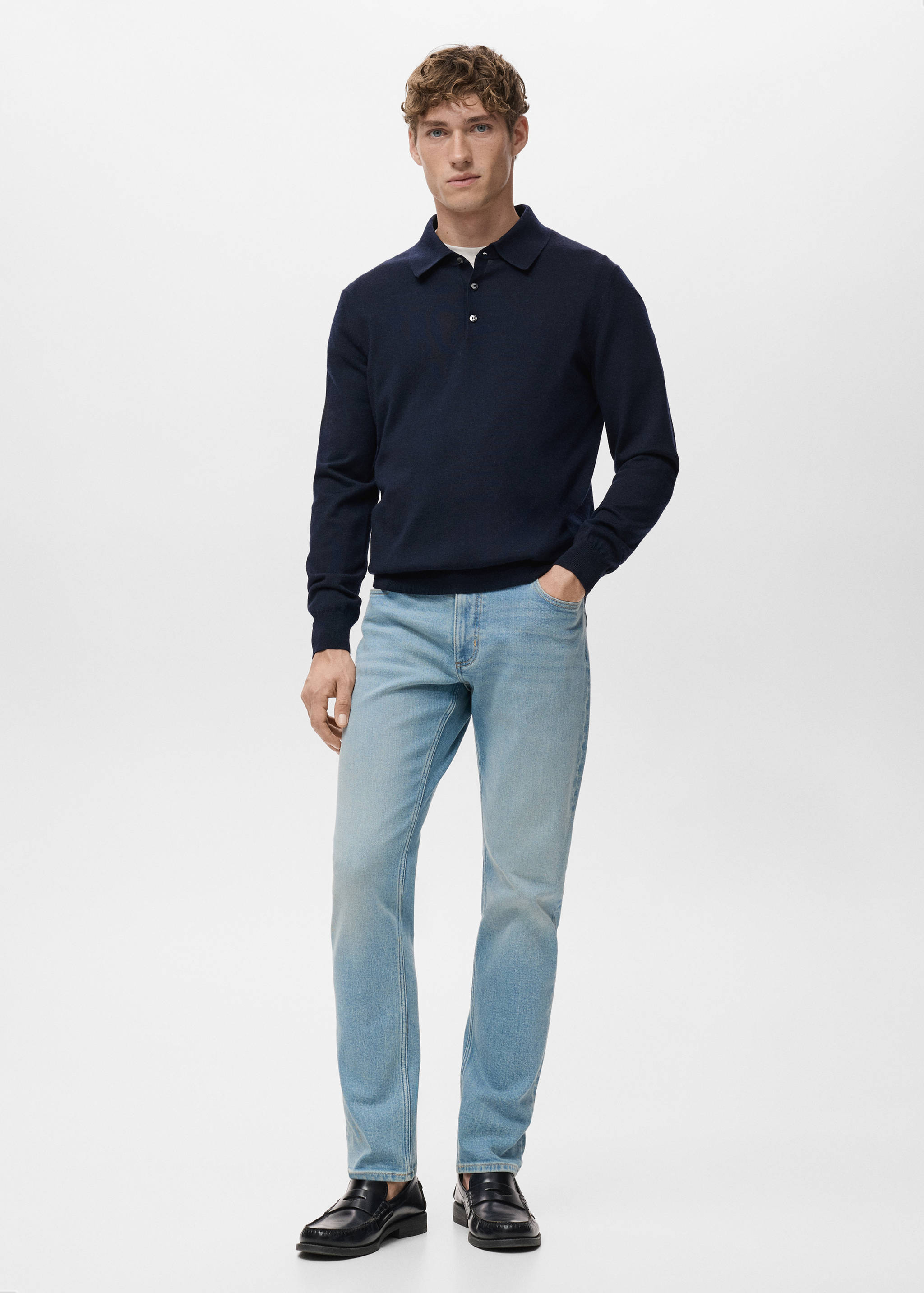 Jan slim-fit jeans with frayed effect - General plane